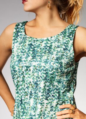 KLÄNNING ONASSIS, blomblad fuchsia